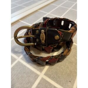 Italian Braided Belt Men Sz L 32-38 Made In Italy Dantesca Florence Brass Buckle